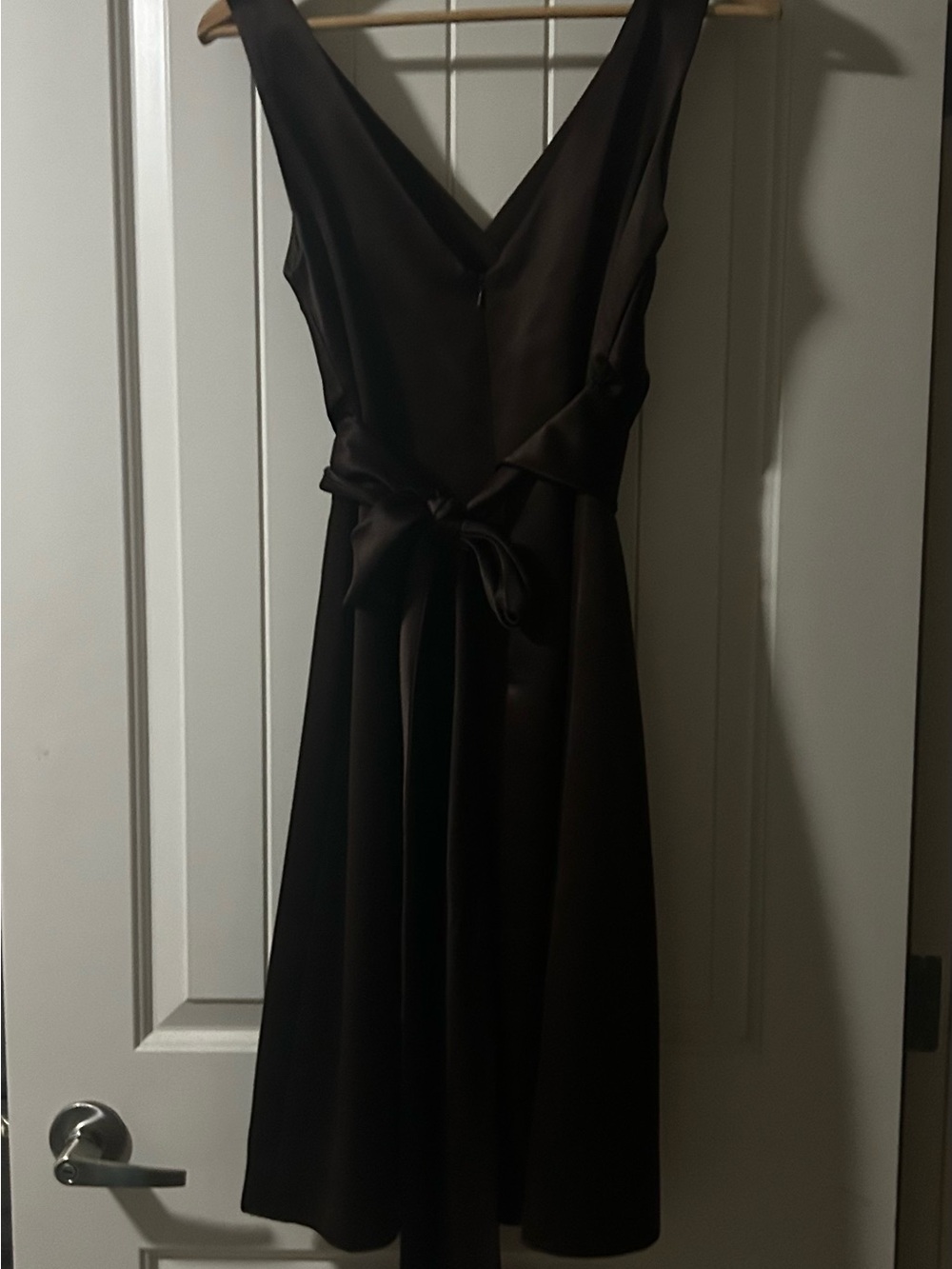 After Six chocolate brown V-Neck Sleeveless with waist tie